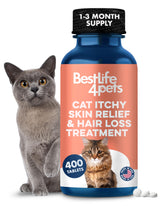 BestLife4Pets cat itchy skin relief bottle pour shows easy dosing for busy owners