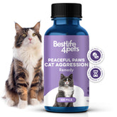 BestLife4Pets Peaceful Paws calming remedy bottle helps ease feline stress