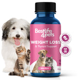 BestLife4Pets weight-thyroid pills bottle showing natural, odorless, easy-to-administer formula.