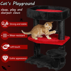 BEWISHOME Cat Tree Tower spooky hanging toy invites playful stalking during nap-and-play sessions