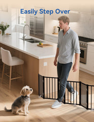 BFNN metal short dog gate folded for compact storage and travel