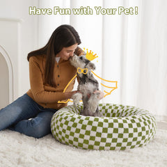 BFPETHOME donut dog bed plush outer fabric for soft cuddling.