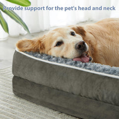BFPETHOME orthopedic dog bed L-shape design provides neck and head support for restful naps.