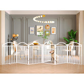 BHG metal no-assembly freestanding dog gate setup for easy room entry control.