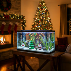 BicVaken gift box aquarium decor adds holiday whimsy without affecting water