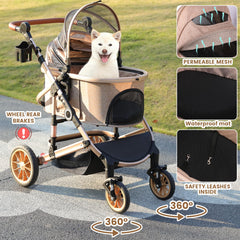 Bicystar Pet Stroller detachable carrier demonstrates quick car-seat style travel
