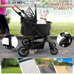 Bicystar pet stroller with detachable carrier enables easy car-seat style trips