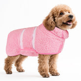 Bienbee dog bathrobe quick-dry fleece absorbing moisture for faster post-bath drying.