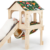Bienbee guinea pig hideout front view highlighting durable pine wood construction for durability.