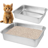 BierBear 2-pack stainless steel cat litter box, open-top for easy cleaning