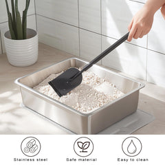 BierBear stainless steel litter box design emphasizes safe, sharp-edge-free lifting.