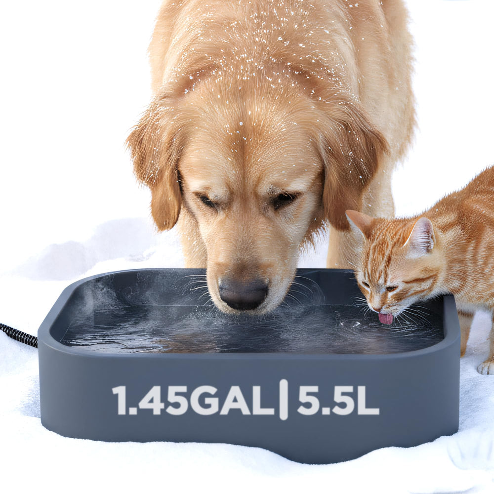 BietrunPro 5.5L heated water bowl front view illustrating large pet hydration capacity