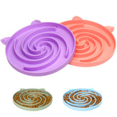 Bifeaw slow feeder bowl with spiral pattern guides a cat to slower eating