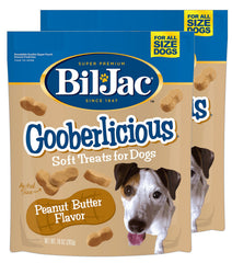 Bil-Jac Gooberlicious Soft Treats for dogs with peanut butter flavor and chicken liver, great for training rewards