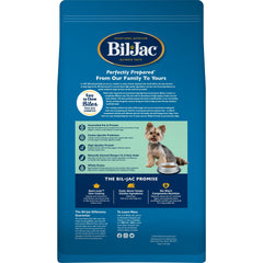 Bil-Jac small-breed senior kibble closeup highlights easy-to-chew texture for dental sensitivities.
