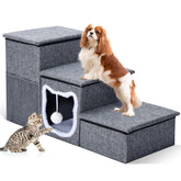 Bilibara Dog Stairs 3-step assembly shows quick, secure setup for small dogs.