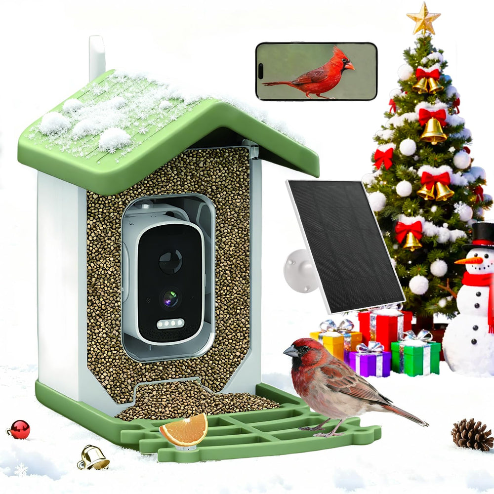 Billber birdfeeder camera front view captures crisp backyard bird visits.
