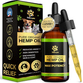 Billion Pets hemp oil dog bottle with dropper calms anxious dogs