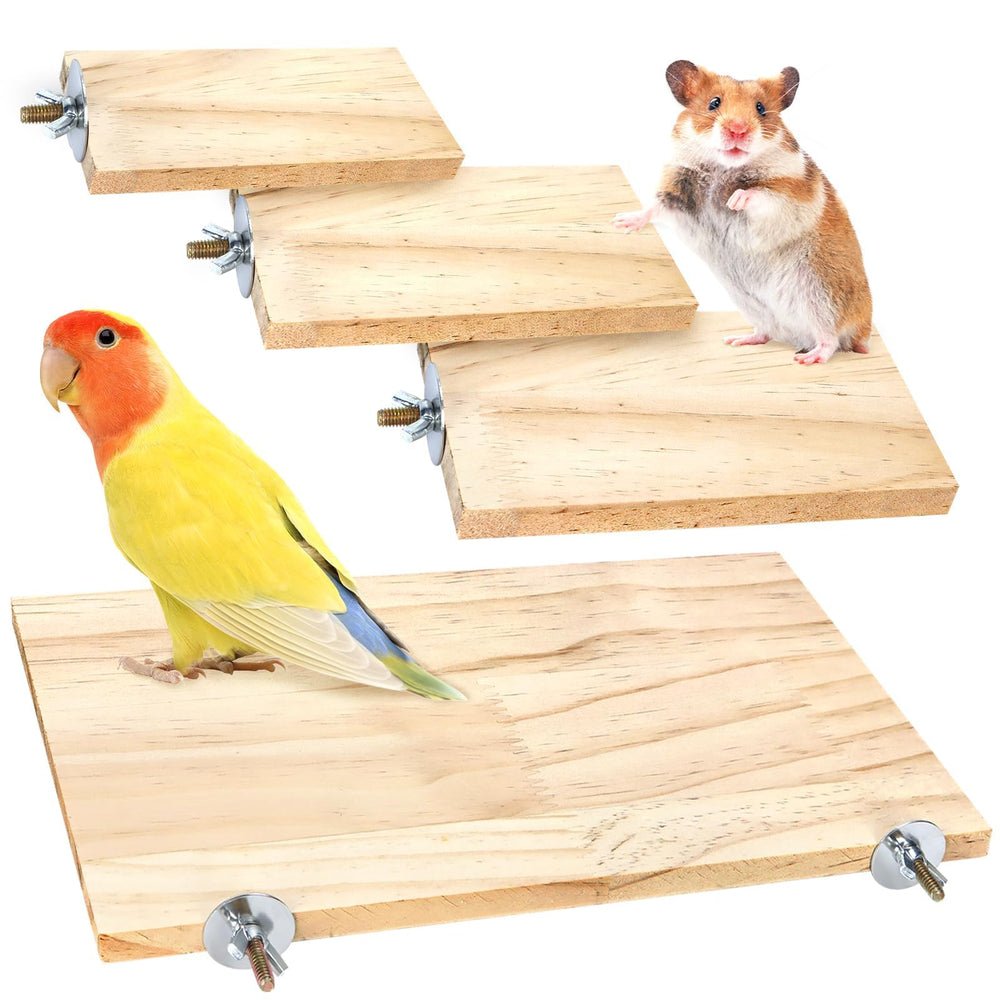 BILLIOTEAM 4size bird platforms assembly setup shows space-saving corner placement for parrots.