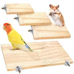BILLIOTEAM 4size bird platforms assembly setup shows space-saving corner placement for parrots.