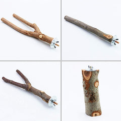 BILLIOTEAM natural wood bark texture perch highlighting safety and chew-friendly design