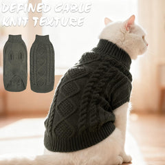 BINGPET Cat Sweater grey closeup fabric emphasizes soft, stretchable acrylic warmth