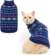 BINGPET Cat Sweater snowflake pattern front view for cozy winter styling