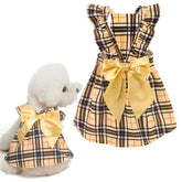 BINGPET dog dress plaid classic back view ideal for small pets.