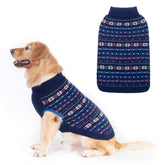 BINGPET dog sweater navy snowflake knit keeps pets cozy during cold walks