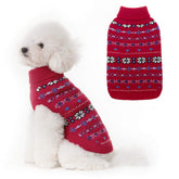 BINGPET dog sweater small red with leash hole, cozy winter warmth for outdoor walks