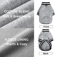BINGPET dog sweatshirt grey pullover design, easy on/off for outdoor play.