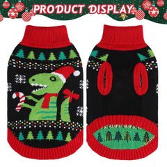 BINGPET Knit Dinosaur pattern detail highlighting festive print.