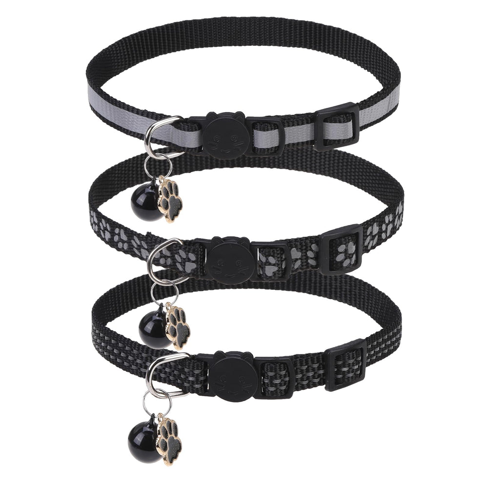 BINGPET reflective cat collar 3-pack on display boosts visibility for safe outings.