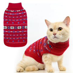 BINGPET snowflake-pattern red cat sweater for festive warmth and style