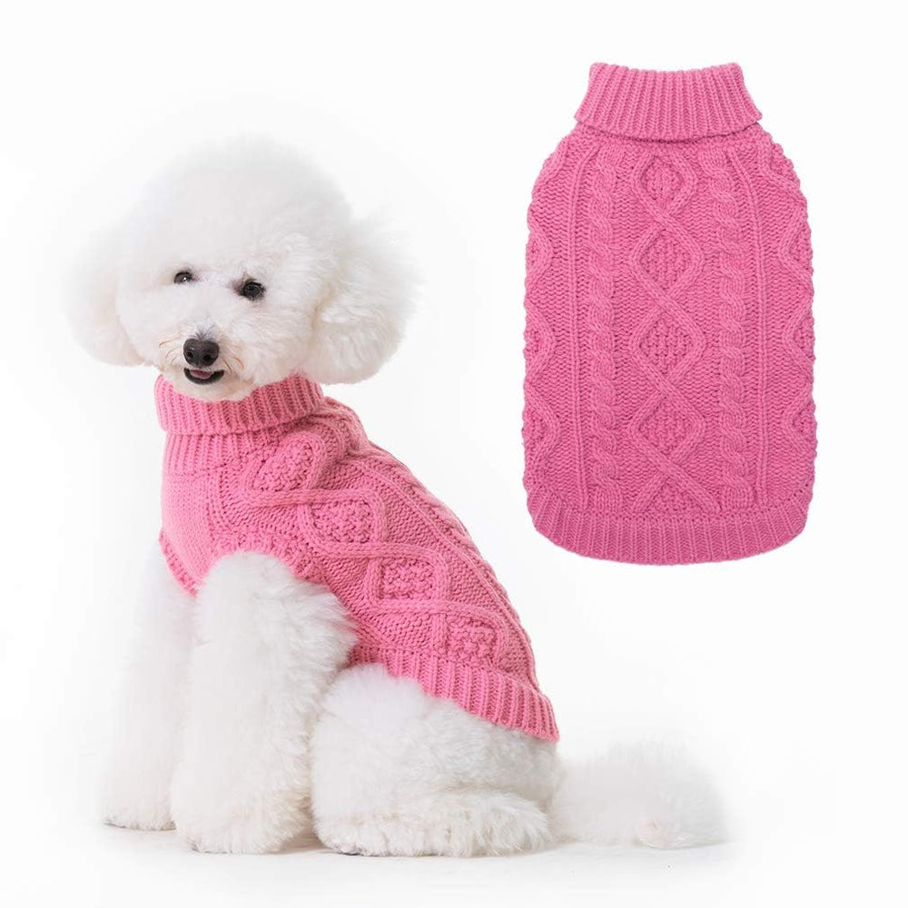 BINGPET thermal knitted dog sweater front view offers warm comfort for chilly outdoor walks