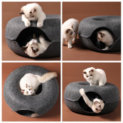 Bininl cat tunnel dome rest area provides a shared cozy space for two cats.