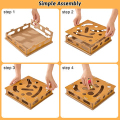 Bininl wooden cat maze smooth surface enables safe exploration