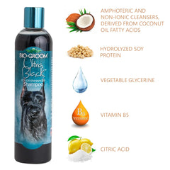 Bio-Groom Ultra-Black Dog Shampoo lather demonstrates quick, gentle cleansing during bath.