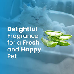 Bio PetActive Cat Shampoo Aloe Vera closeup emphasizes soothing, moisturizing aloe for dry skin.