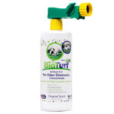 BioTurf BioS+ concentrate bottle ready for dilution to neutralize yard odors.