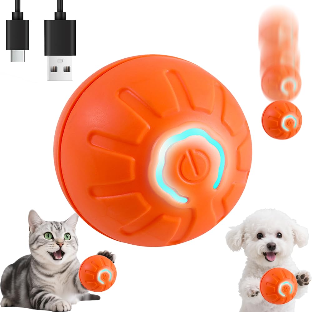 BIONEMAGILI motion-activated orange small toy ball keeps cats and small dogs engaged indoors