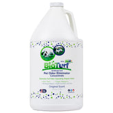 BioTurf BioS+ bottle close-up showing enzymatic odor control for outdoor spaces.