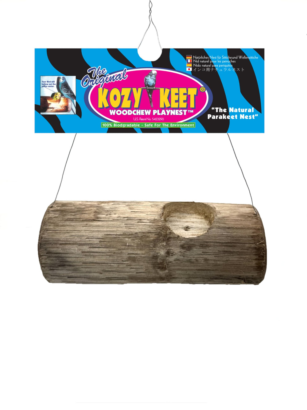 Bird Kabob Wesco Pet Kozy Keet Woodchew Playnest encourages natural nesting and chewing.