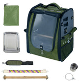 Birds Day carrier backpack olive green front view shows breathable mesh for travel comfort