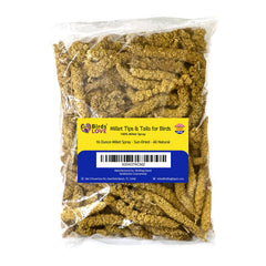 Birds LOVE Millet Tips & Tails spray packaging highlights USA-grown millet for natural energy