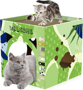 Bissap cat cardboard house two-story design highlights durable scratch space for indoor cats.