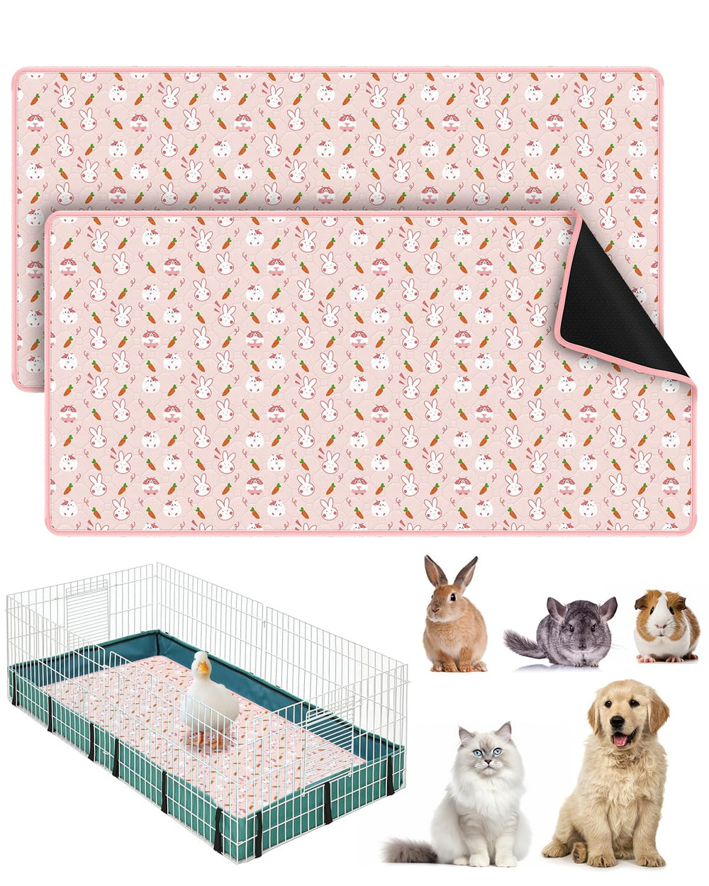 Bissap guinea pig cage liner 2-pack pink ready for quick changes and clean cages.