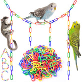 Bissap plastic chain links in mixed colors show pet enrichment and climbing.