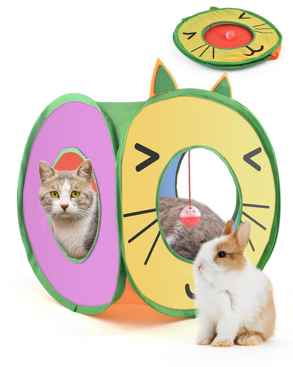 Bissap Pop Up Cat Cube front view: durable, safe play space for cats and kittens.