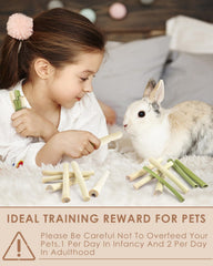 Bissap rabbit chew sticks in cage illustrating interactive feeding and enrichment.